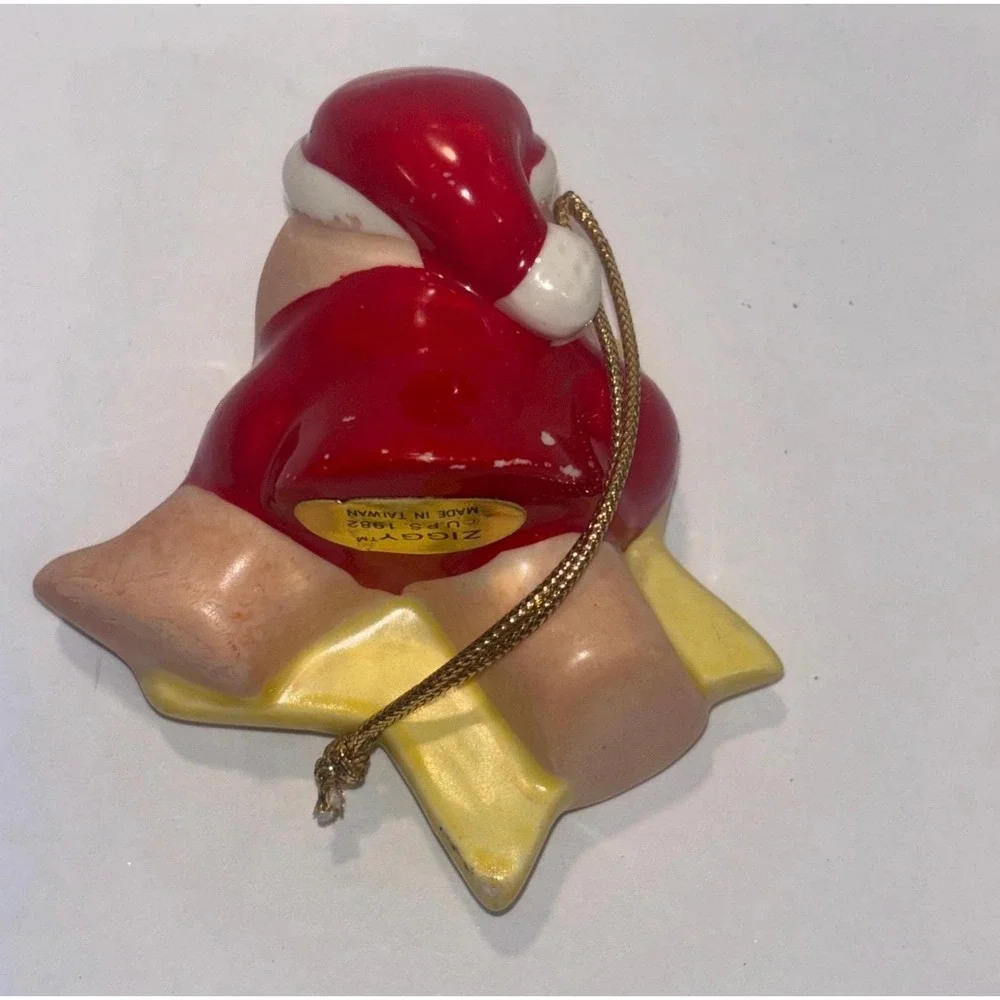 Vintage 1982 Ziggy  American Greetings Santa Star Christmas Ornament Ceramic